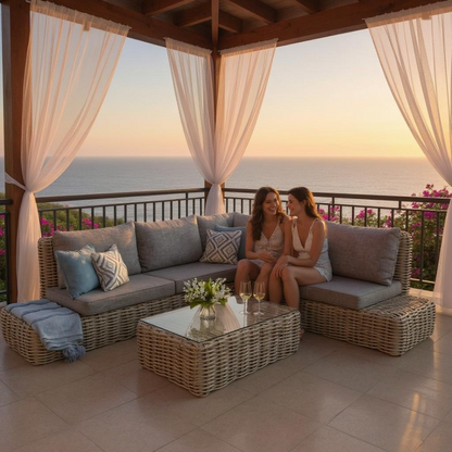 Amalfi Collection Outdoor Large Corner Set with Coffee Table