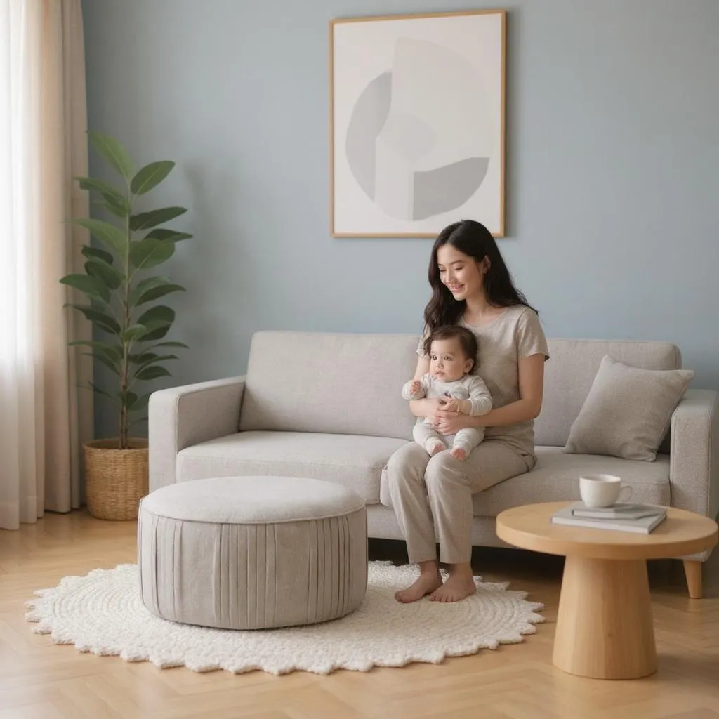 Lily Swivel Ottoman In Oatmeal Twill - LuxmeLounge - [vendor_name]