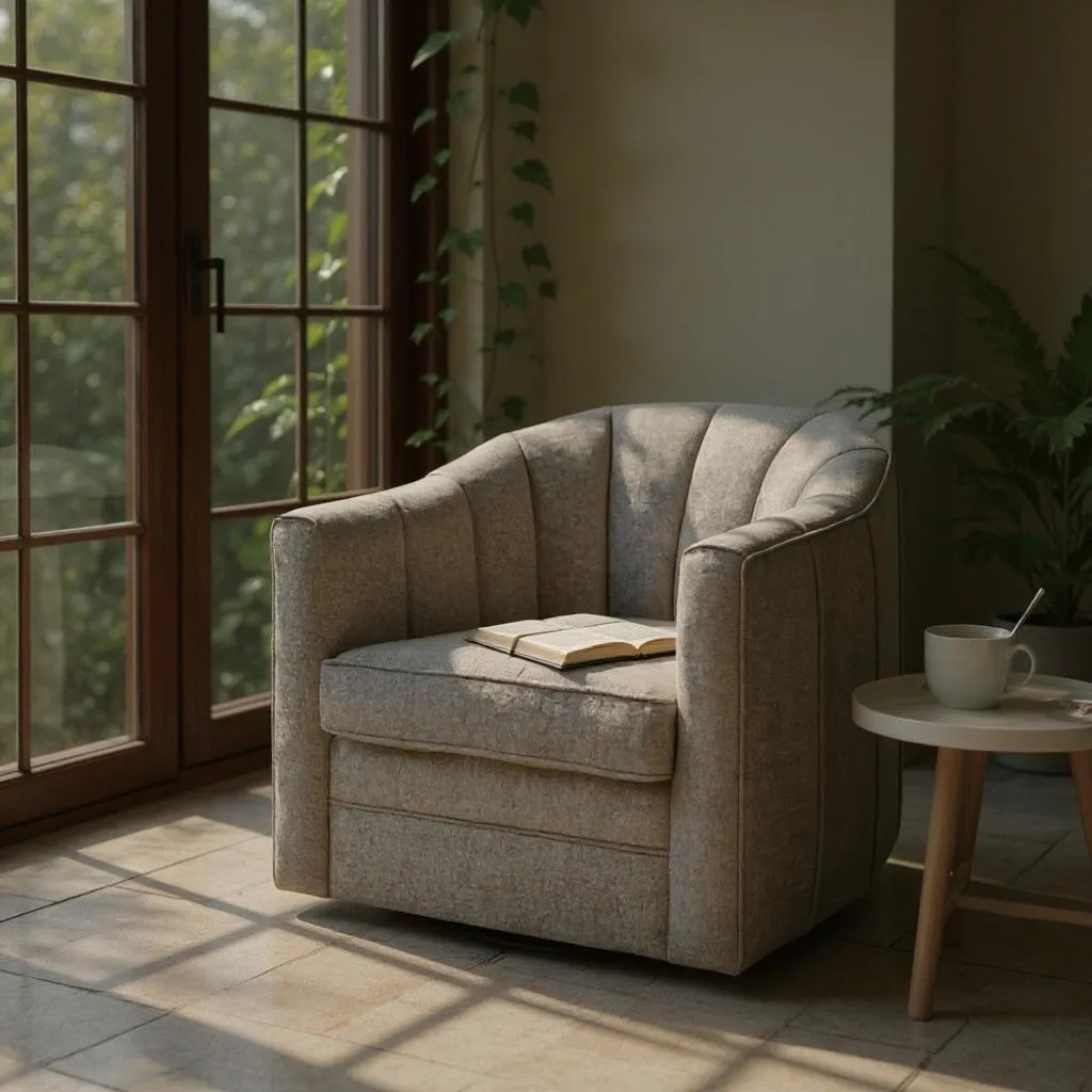 Lily Swivel Chair In Oatmeal Twill - LuxmeLounge - [vendor_name]