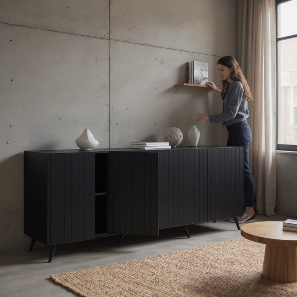 Monroe Matte Black Wide 4 Door Sideboard - LuxmeLounge - [vendor_name]