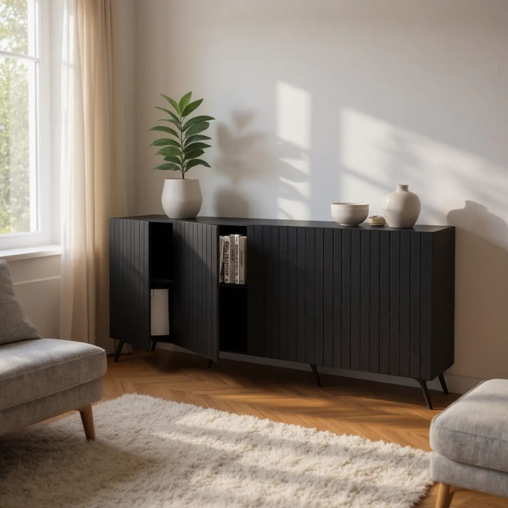 Monroe Matte Black Wide 4 Door Sideboard - LuxmeLounge - [vendor_name]