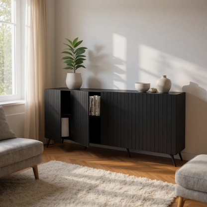 Monroe Matte Black Wide 4 Door Sideboard - LuxmeLounge - [vendor_name]