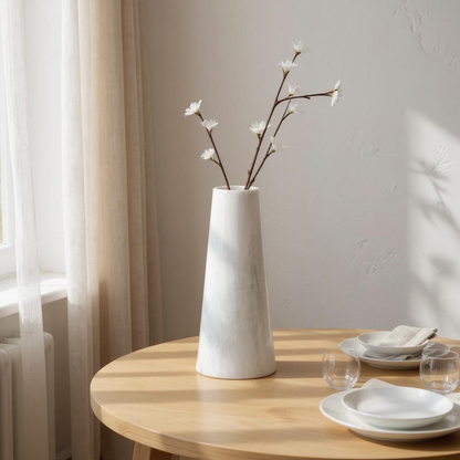 Salmo White Marble Tapered Vase - LuxmeLounge - [vendor_name]
