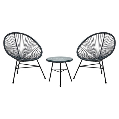 Miami Grey Rattan 3 Piece Patio Set