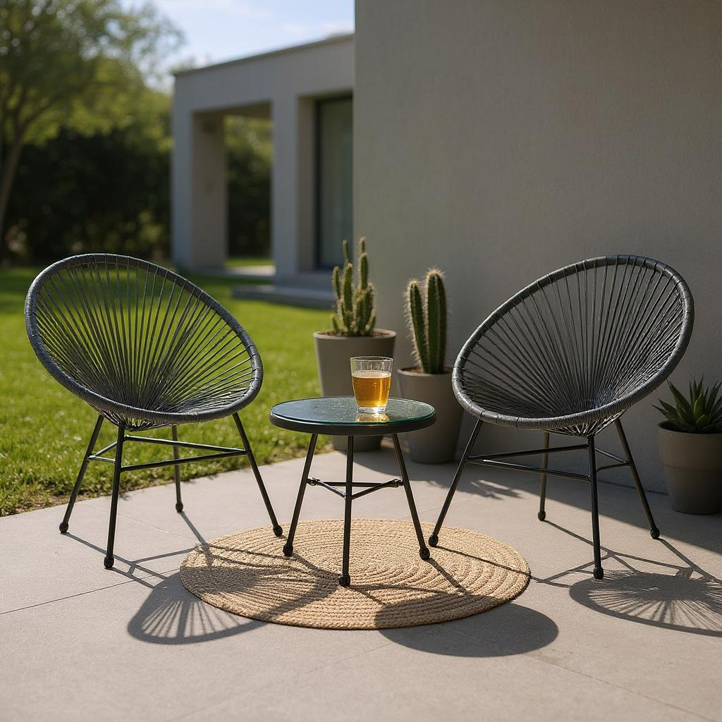 Miami Grey Rattan 3 Piece Patio Set