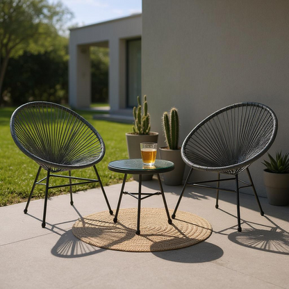 Miami Grey Rattan 3 Piece Patio Set
