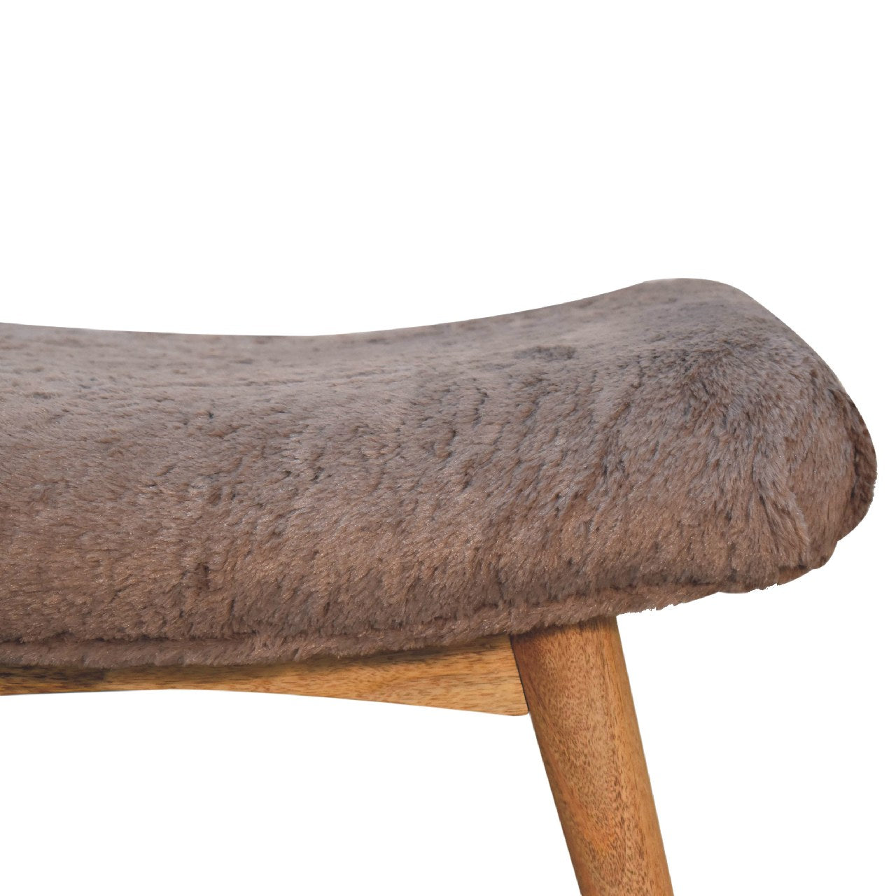 Mocha Faux Fur Curved Bench - LuxmeLounge - [vendor_name]