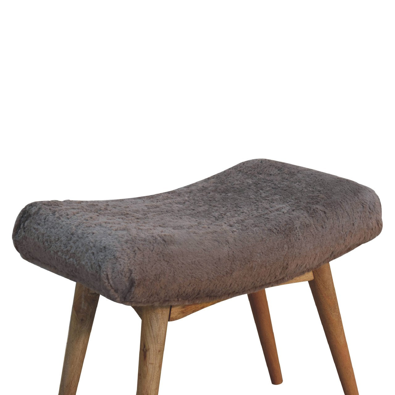 Mocha Faux Fur Curved Bench - LuxmeLounge - [vendor_name]