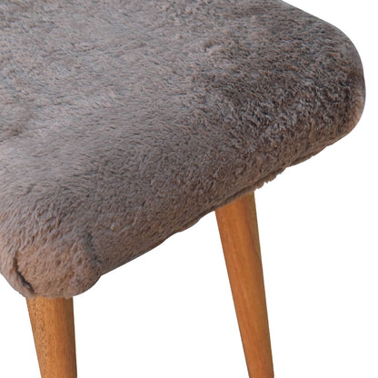 Mocha Faux Fur Curved Bench - LuxmeLounge - [vendor_name]