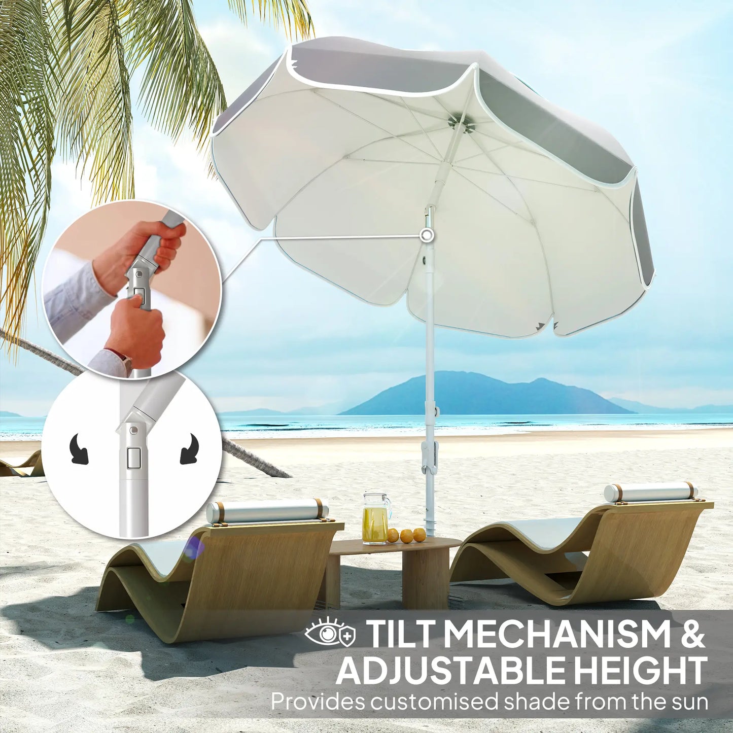 Outsunny Beach Umbrella Portable with Sand Anchor