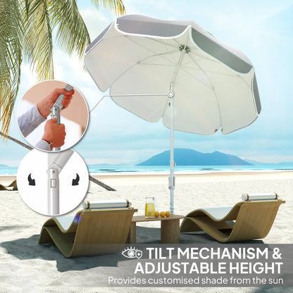 Outsunny Beach Umbrella Portable with Sand Anchor