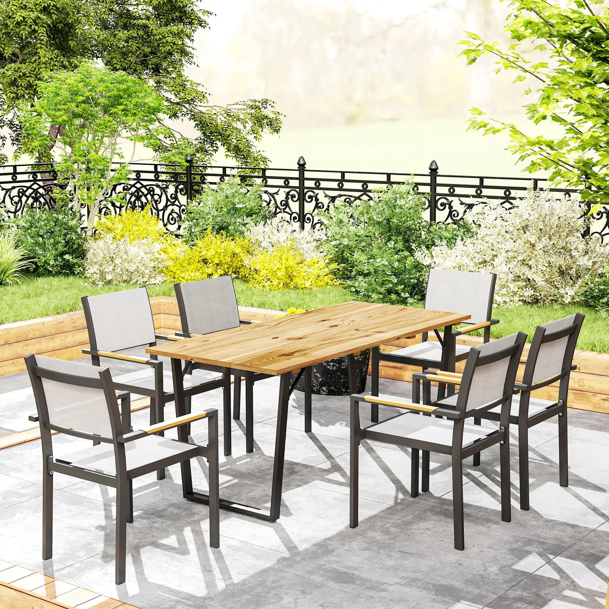 Outsunny 6 Seater Wooden Garden Dining Table