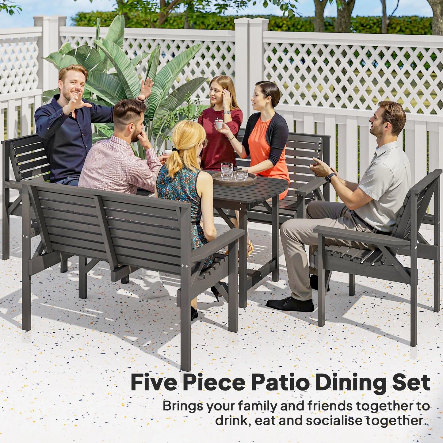 Outsunny 5 Piece Wooden Garden Dining Set for 6