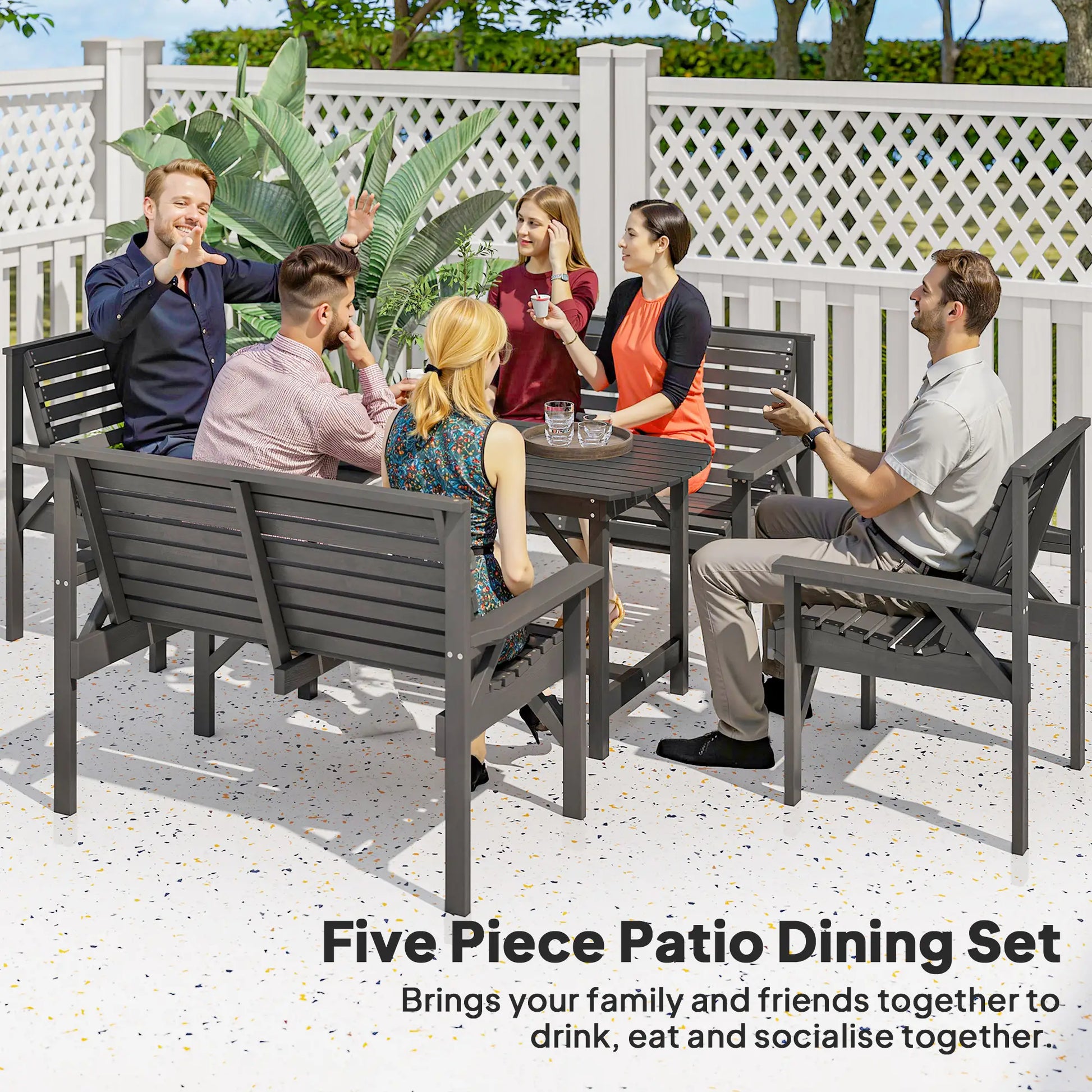 Outsunny 5 Piece Wooden Garden Dining Set for 6