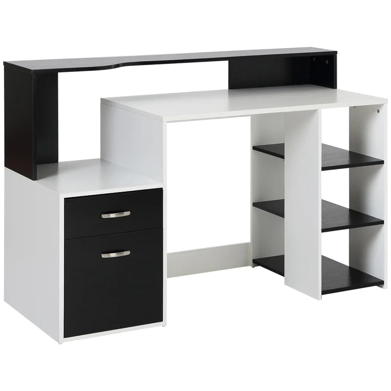 HOMCOM Computer Desk with Drawers and Storage Shelves - LuxmeLounge - [vendor_name]