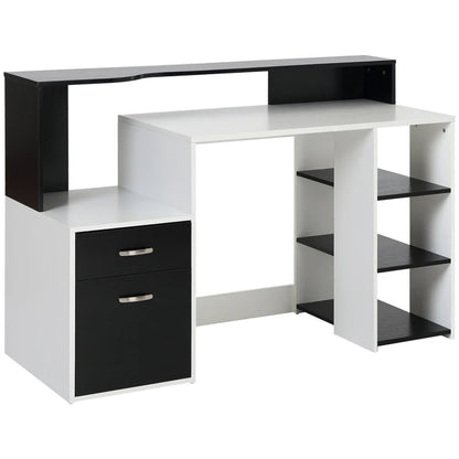 HOMCOM Computer Desk with Drawers and Storage Shelves - LuxmeLounge - [vendor_name]