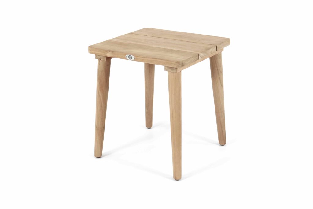 Wooden side table on a white background