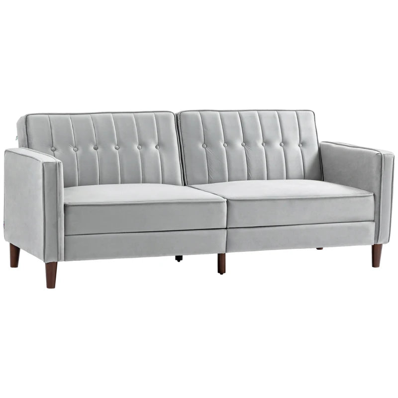 HOMCOM Velvet-Feel Three-Seater Sofa Bed - Dark Grey - LuxmeLounge - [vendor_name]
