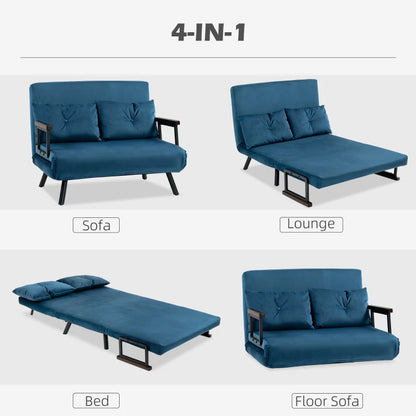 4-in-1 blue sofa with different configurations on a white background