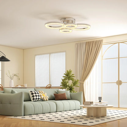 HOMCOM LED Ceiling Light, Modern 4 Rings Ceiling Lamp with Wall Switch Control