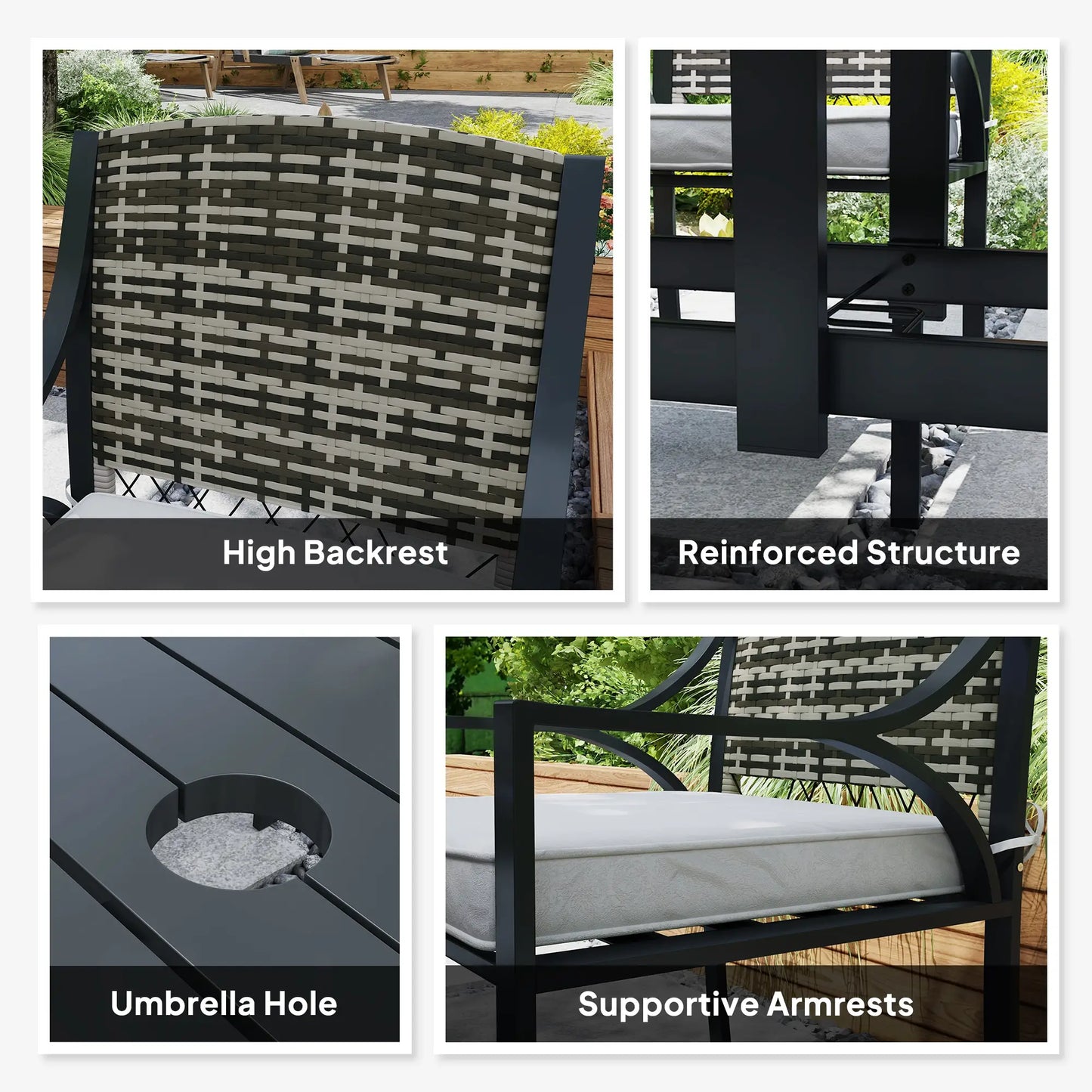 Outsunny Rattan Garden Furniture Set with Cushions