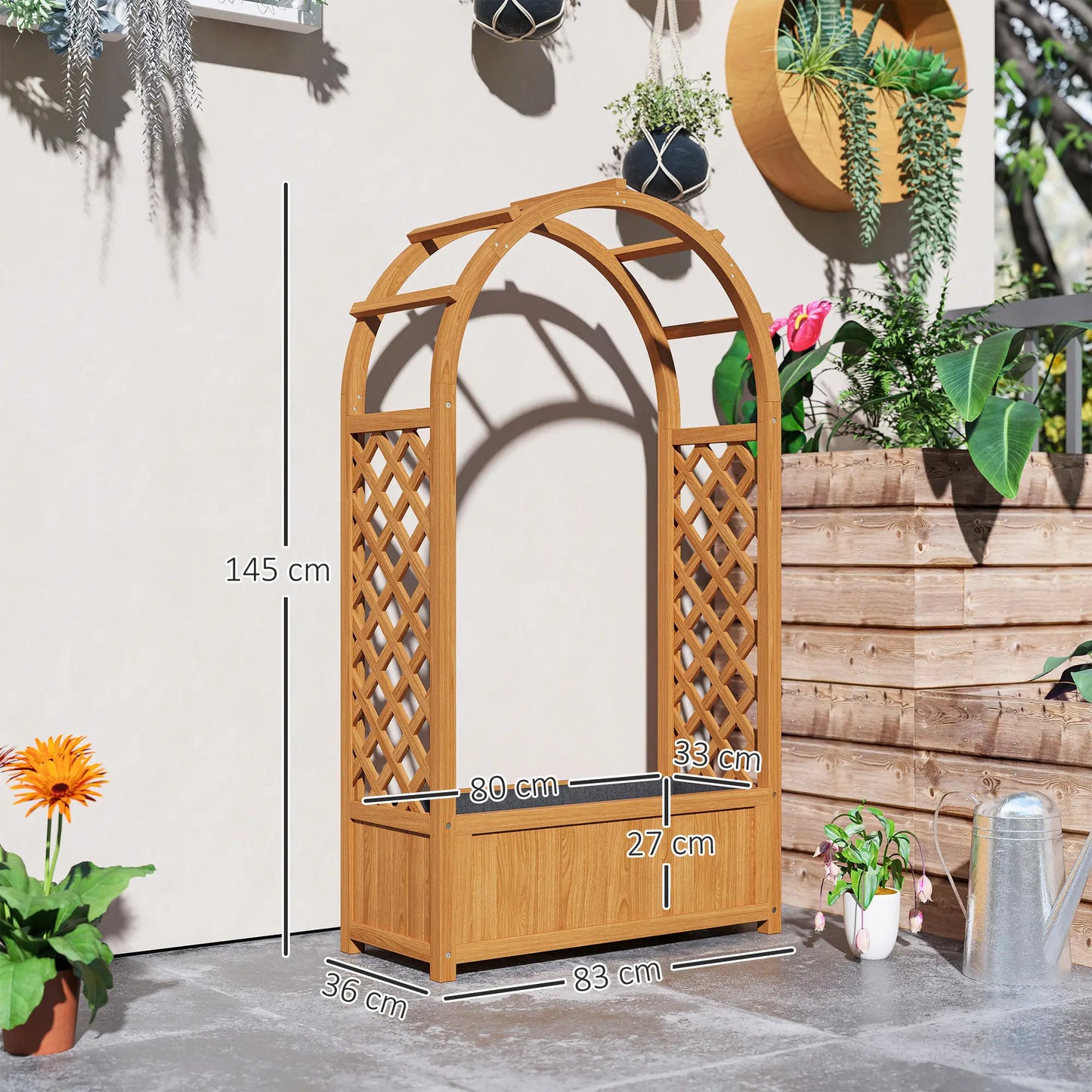 Outsunny Wooden Raised Garden Bed with Trellis