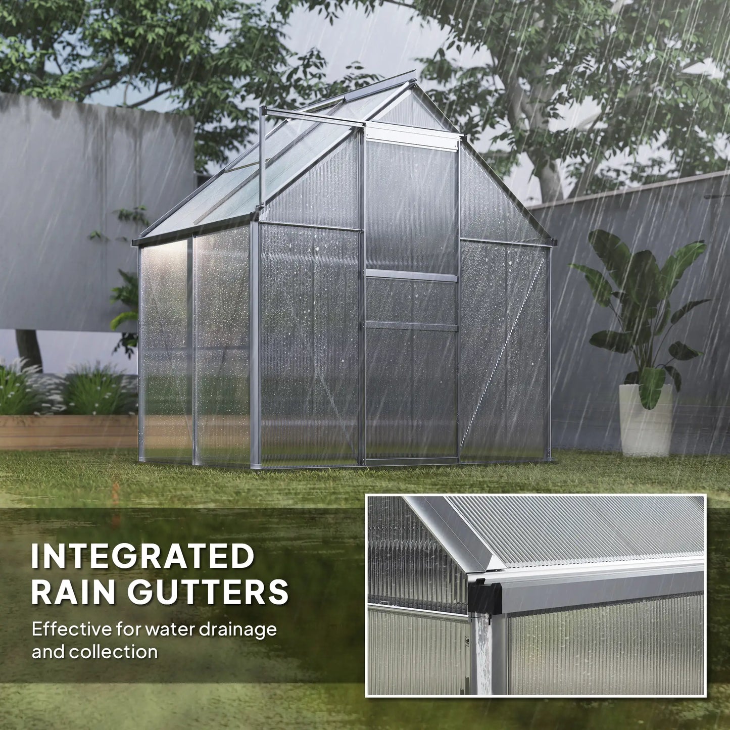 Outsunny 192.5 x 131cm Walk-In Polycarbonate Greenhouse