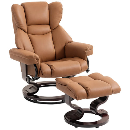 HOMCOM Faux Leather Recliner Chair and Footstool - LuxmeLounge - [vendor_name]