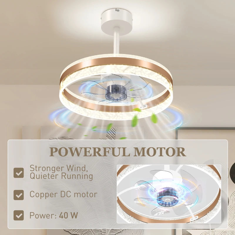 HOMCOM Ceiling Fan with LED Light and Remote