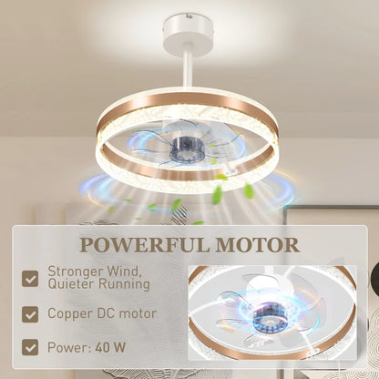 HOMCOM Ceiling Fan with LED Light and Remote