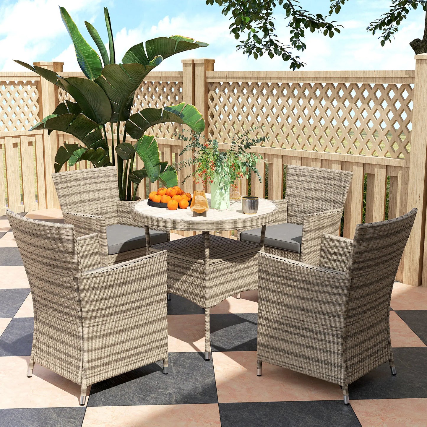 Outsunny Five-Piece Rattan Garden Set