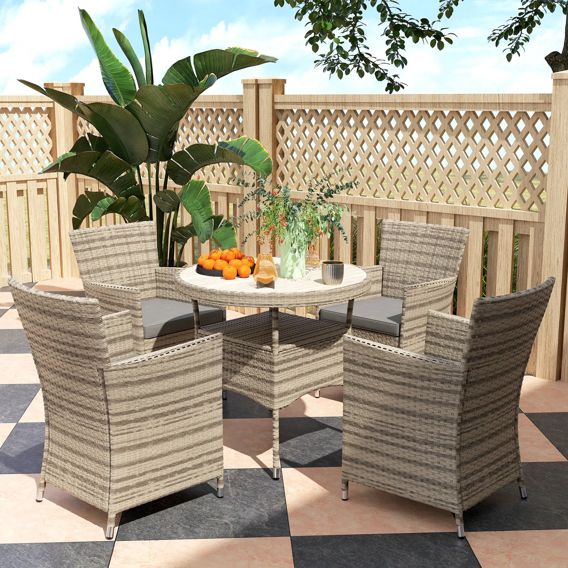 Outsunny Five-Piece Rattan Garden Set