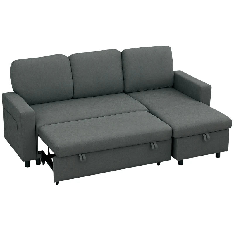 Gray sectional sofa with a chaise on a white background