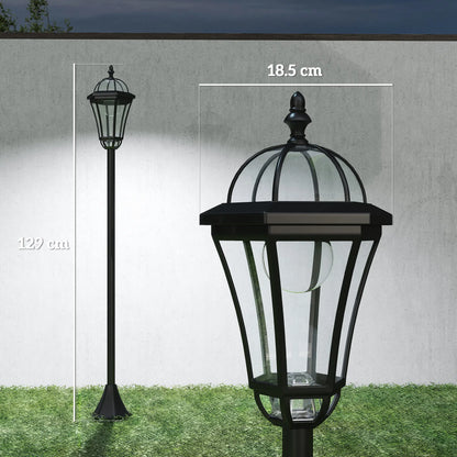 Garden lamp post with dimensions indicated on a white background
