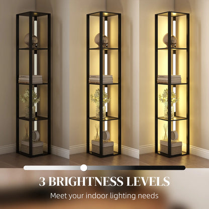 HOMCOM LED Floor Lamp with Shelves