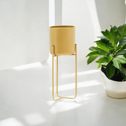 Avento Large Gold Finish Floor Planter