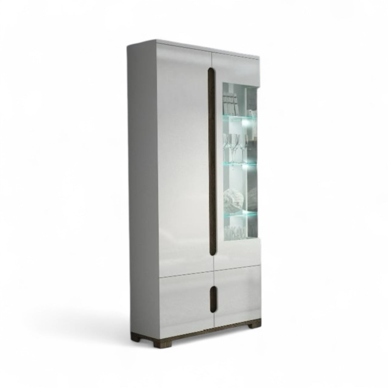 Vento High Gloss Display Cabinet with Glass Door &amp; LED Lighting