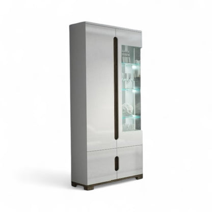 Vento High Gloss Display Cabinet with Glass Door &amp; LED Lighting