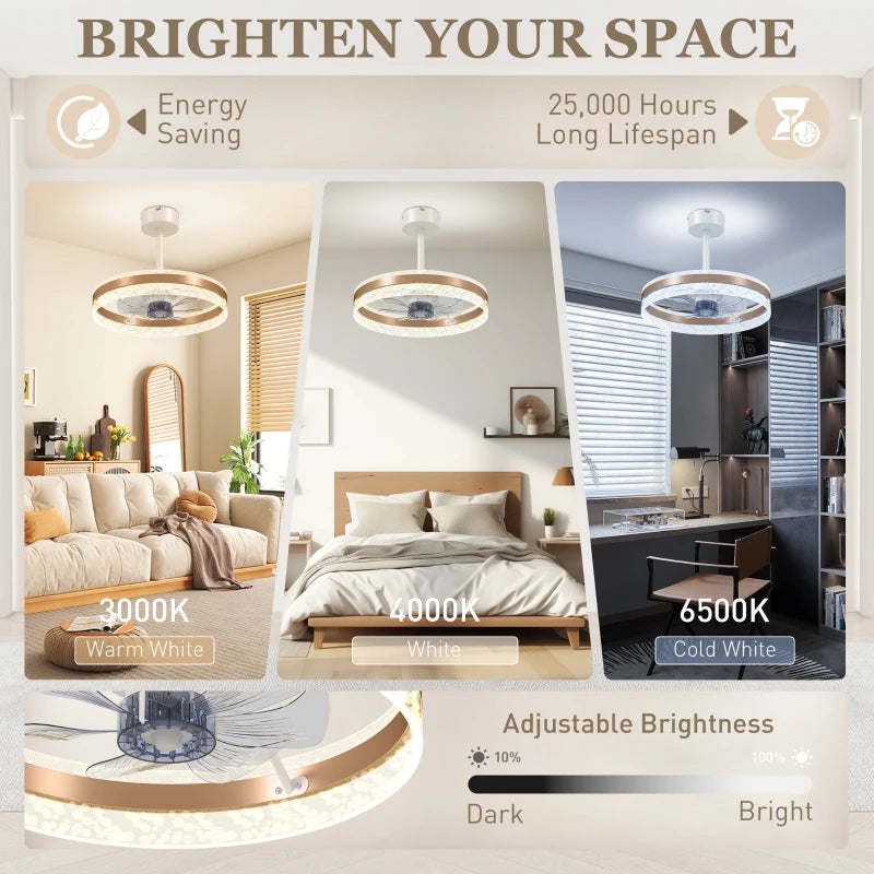 HOMCOM Ceiling Fan with LED Light and Remote