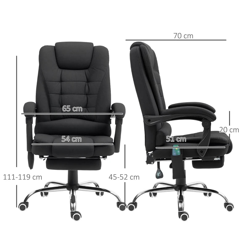 Black office chair with dimensions labeled on a white background