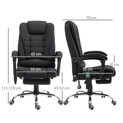 Black office chair with dimensions labeled on a white background