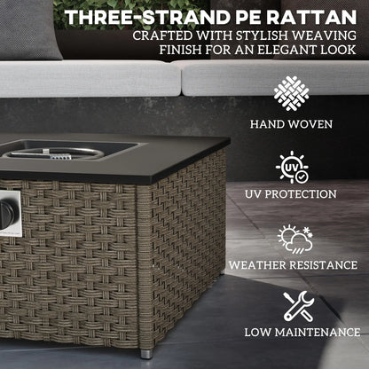 Outsunny Rattan Gas Fire Pit Table for Garden