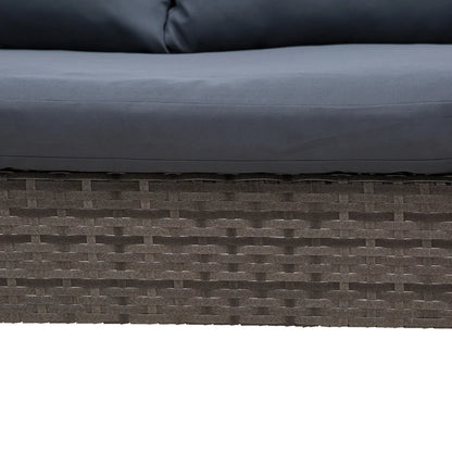 Close-up of a textured surface with a woven pattern and dark cushions.
