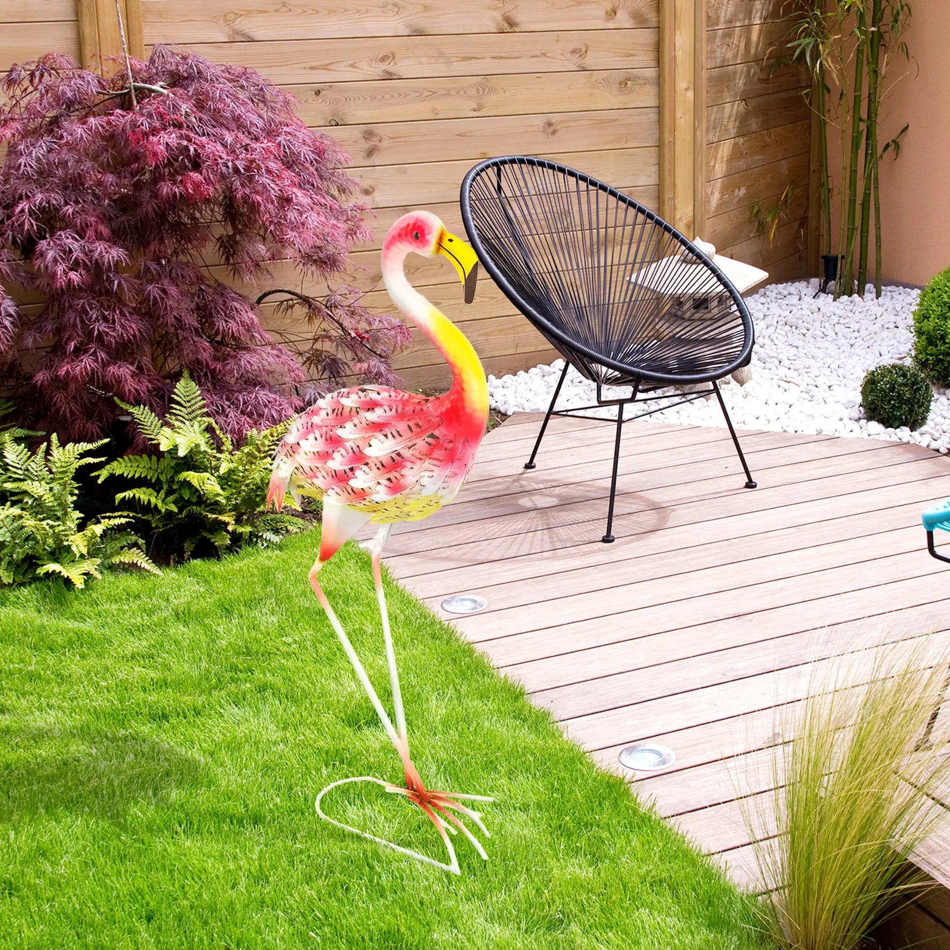 Outsunny Flamingo Garden Statue Ornament