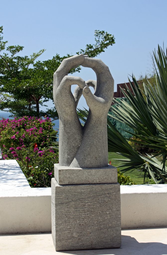 Two Hands Sculpture & Plinth By Skyline Design