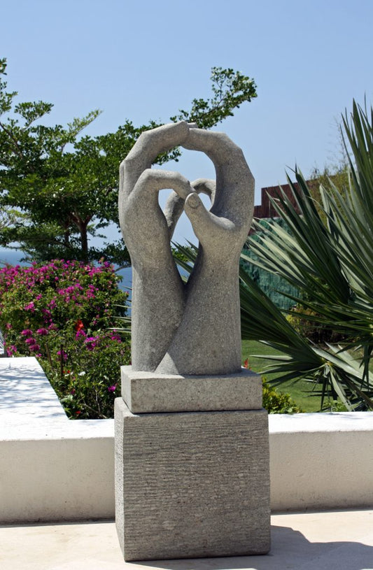 Two Hands Sculpture & Plinth By Skyline Design