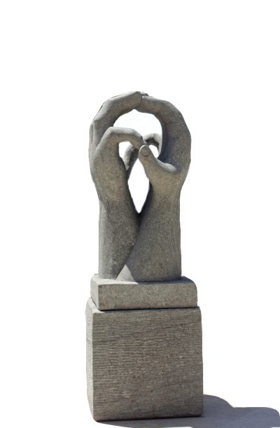Two Hands Sculpture & Plinth By Skyline Design