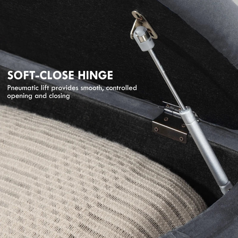 HOMCOM Velvet-Feel Half Circle Storage Ottoman
