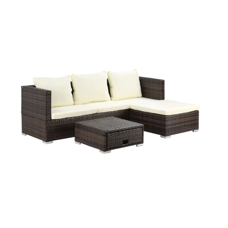 Outsunny 3 Pcs Garden Sofa PE Rattan Set - LuxmeLounge - [vendor_name]