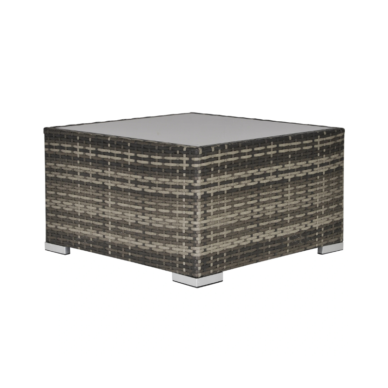 Outsunny Square PE Wicker Rattan Table with Glass Top - LuxmeLounge - [vendor_name]